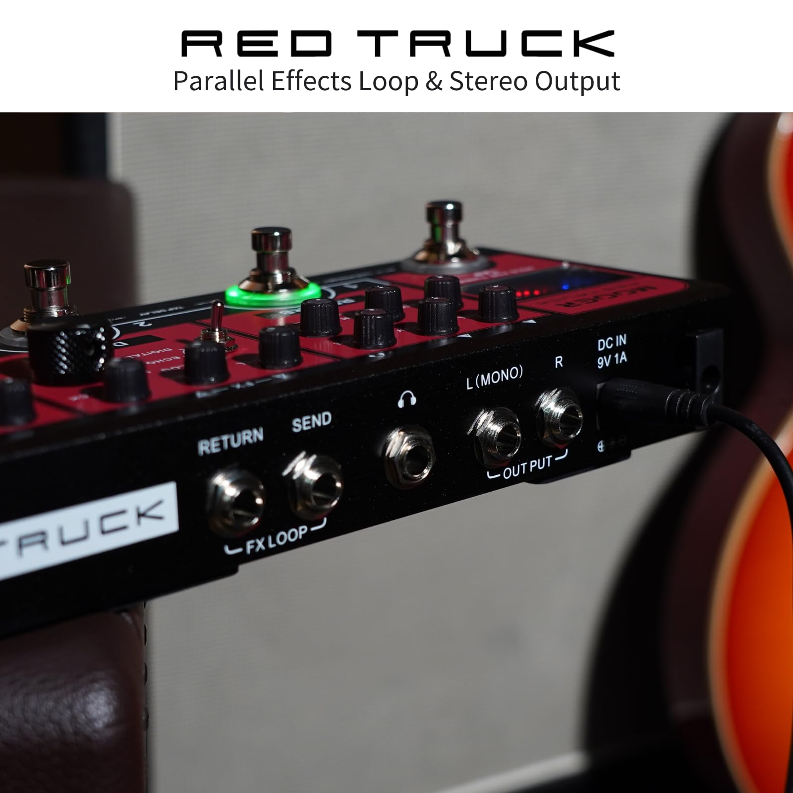 MOOER Red Truck Guitar Multi Effects Guitar FX Loop with Analogue Boost, Overdrive, Distortion Effects and Digital Ambiance Tone